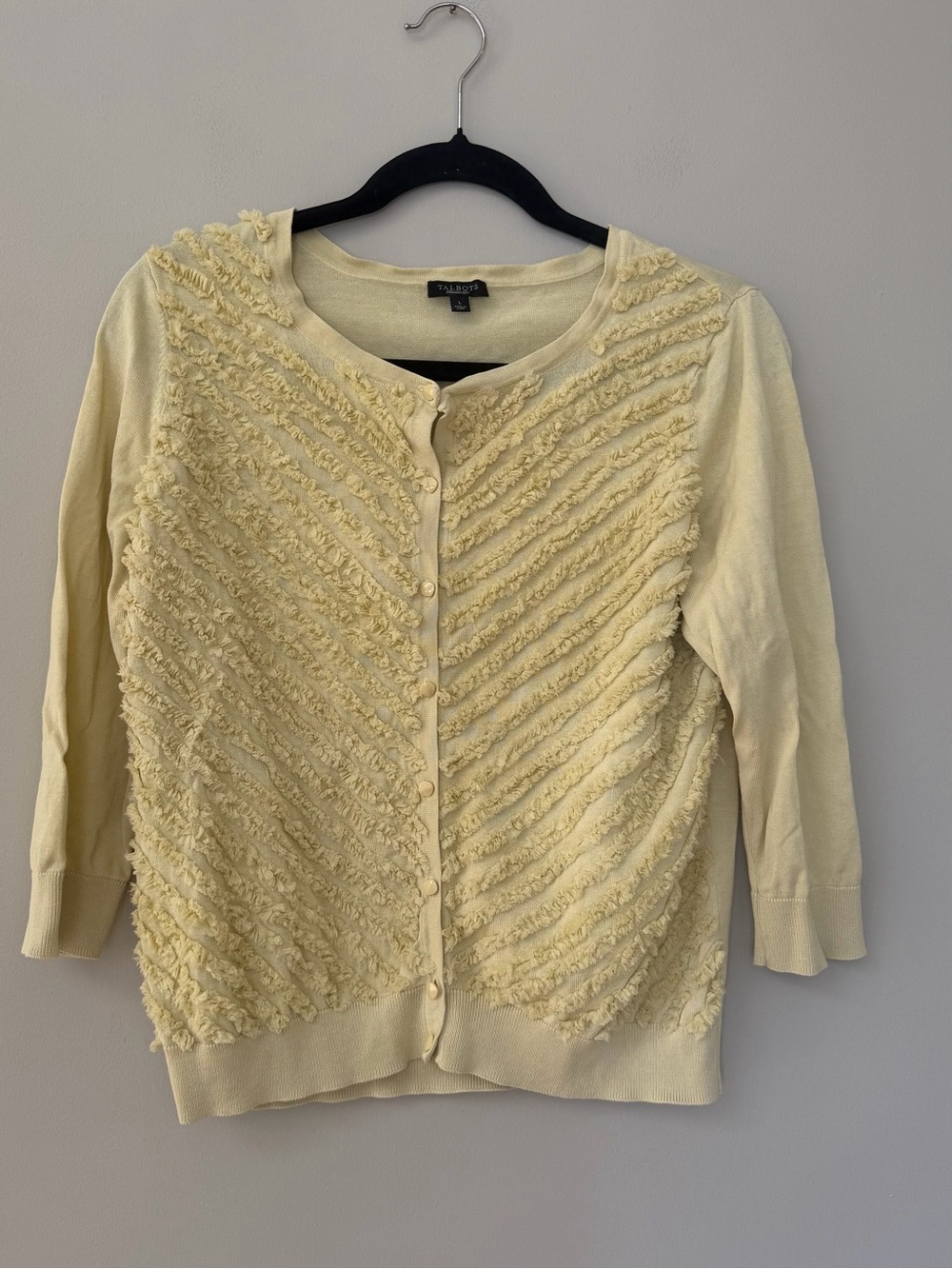 Talbots Yellow Ruffle Cardigan Sweater